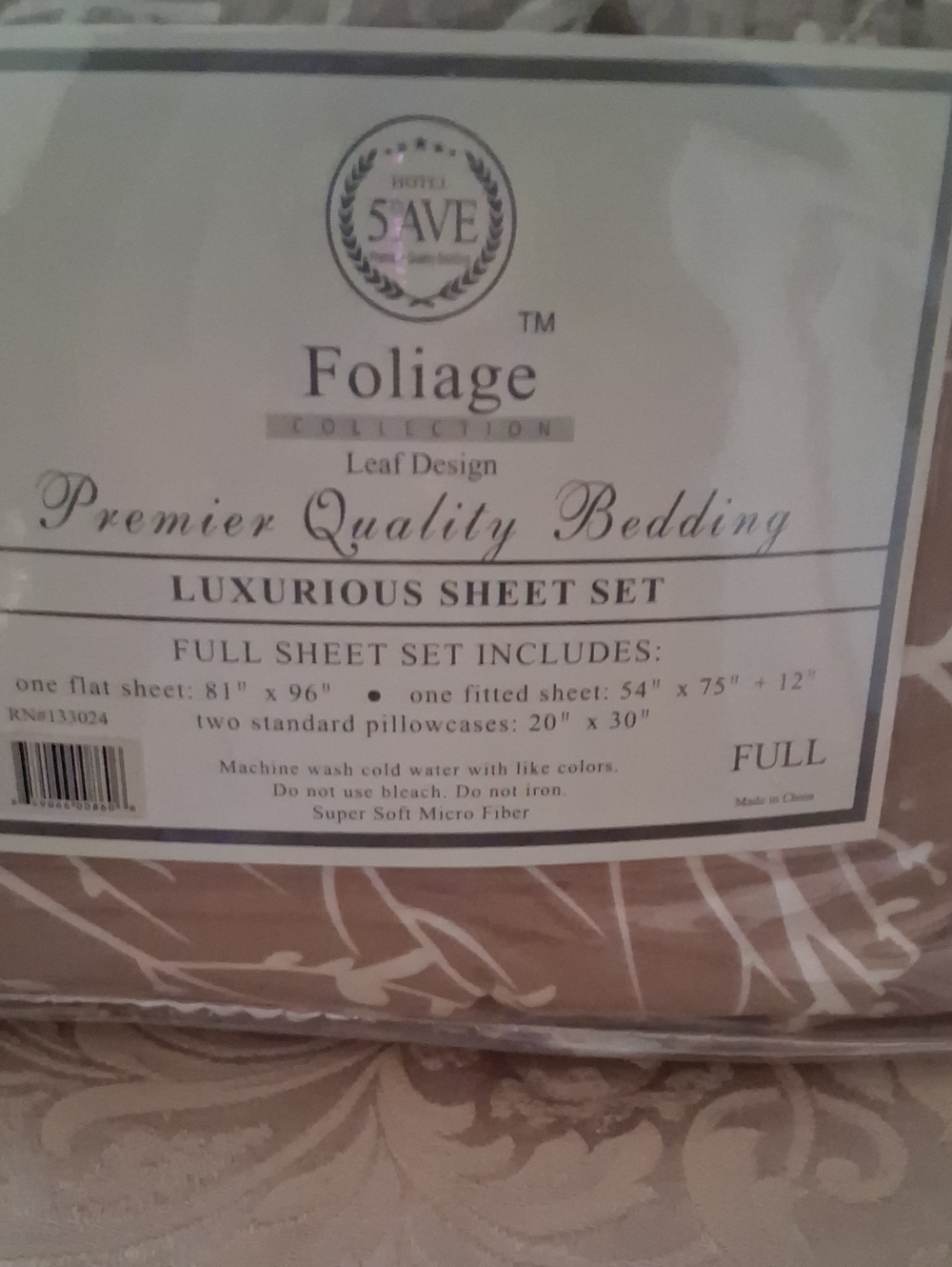 Hotel 5th Ave Full Sheet Set. NIB Brown/Cream - Picture 8 of 8